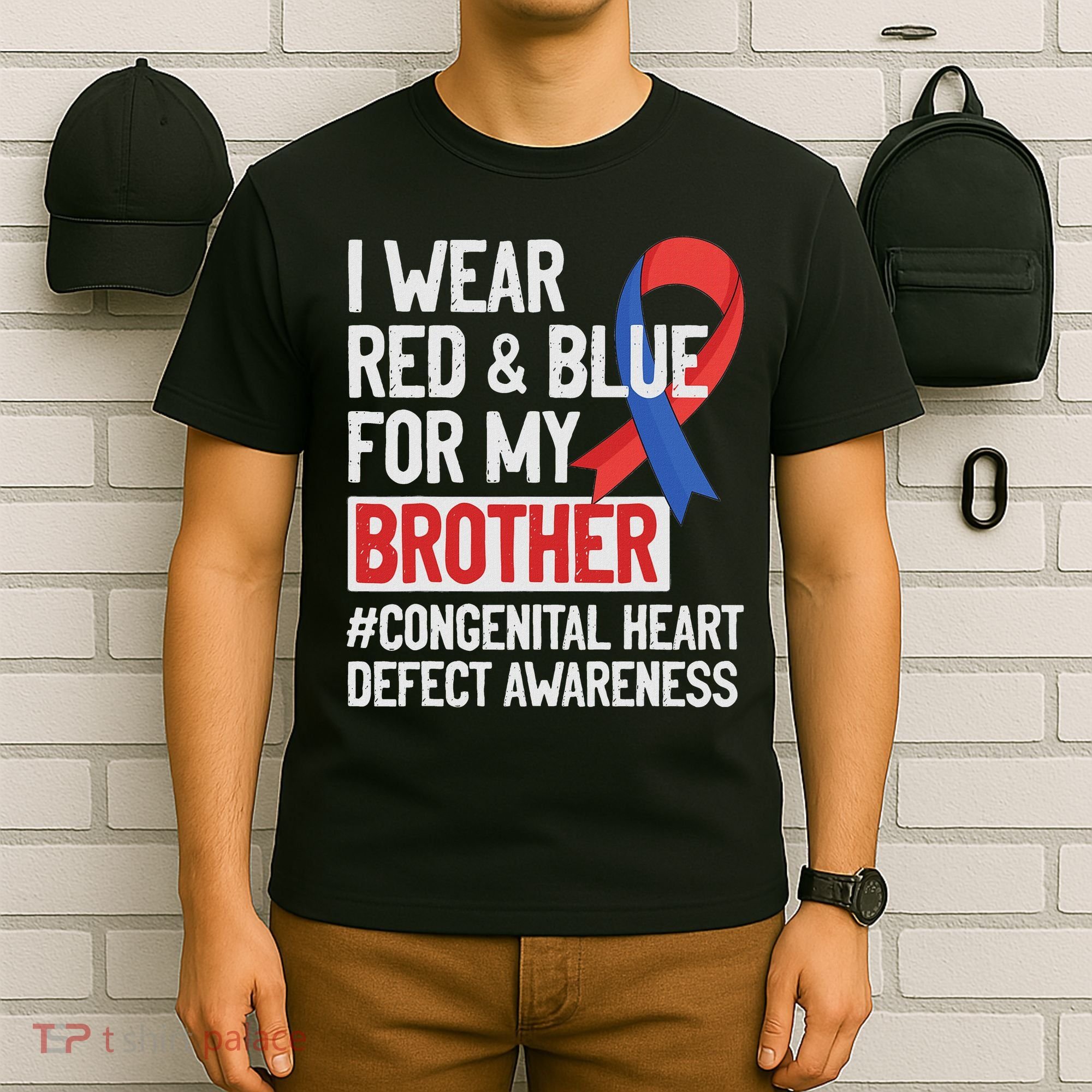 I Wear Red Blue For My Brother Chd Congenital Heart Disease T-Shirt