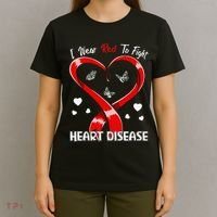 I Wear Red To Fight Heart Disease Awareness CHD Gifts Ribbon T-Shirt thumb 4