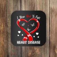 I Wear Red To Fight Heart Disease Awareness CHD Gifts Ribbon Coaster thumb 0