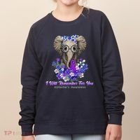 I Will Remember For You Purple Ribbon Alzheimers Awareness Women's Sweatshirt thumb 0