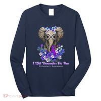 I Will Remember For You Purple Ribbon Alzheimers Awareness Long Sleeve Shirt thumb 0