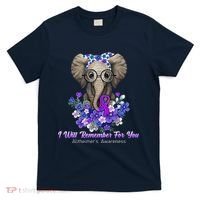 I Will Remember For You Purple Ribbon Alzheimers Awareness T-Shirt thumb 0