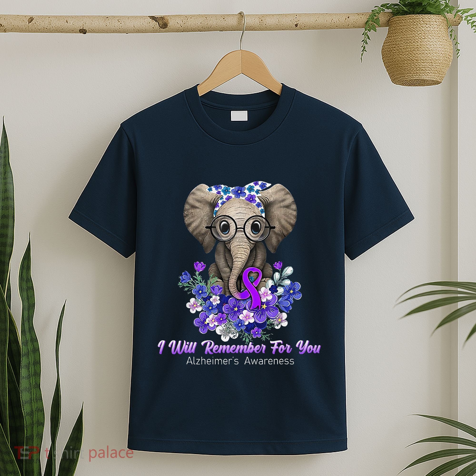 I Will Remember For You Purple Ribbon Alzheimers Awareness T-Shirt