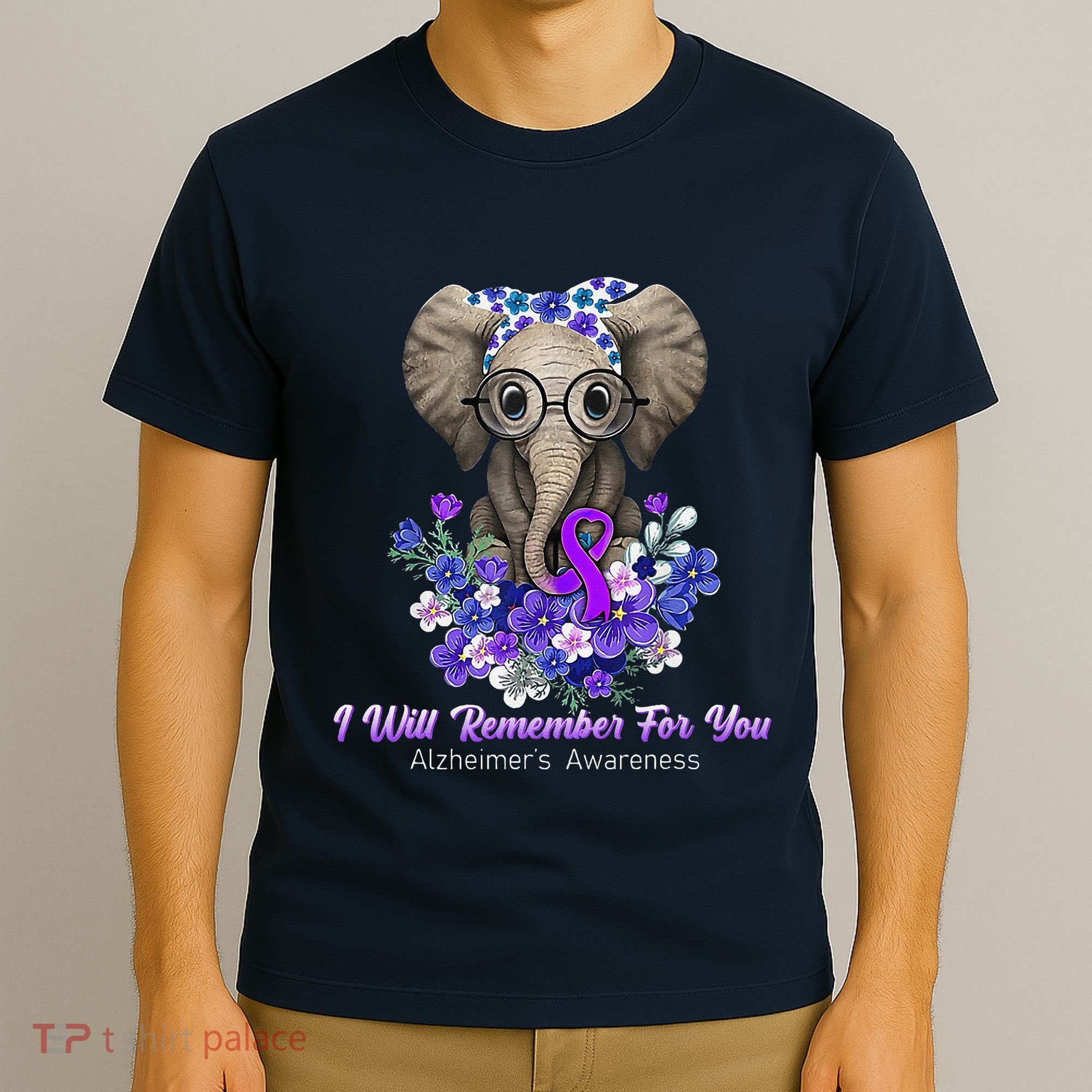 I Will Remember For You Purple Ribbon Alzheimers Awareness T-Shirt