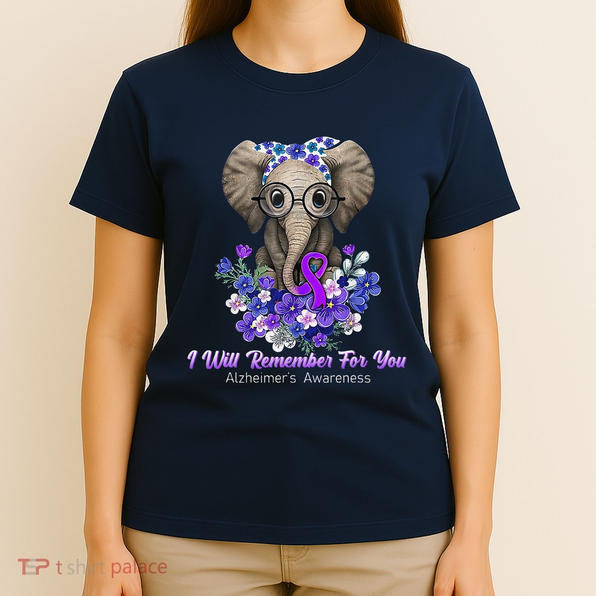 I Will Remember For You Purple Ribbon Alzheimers Awareness T-Shirt