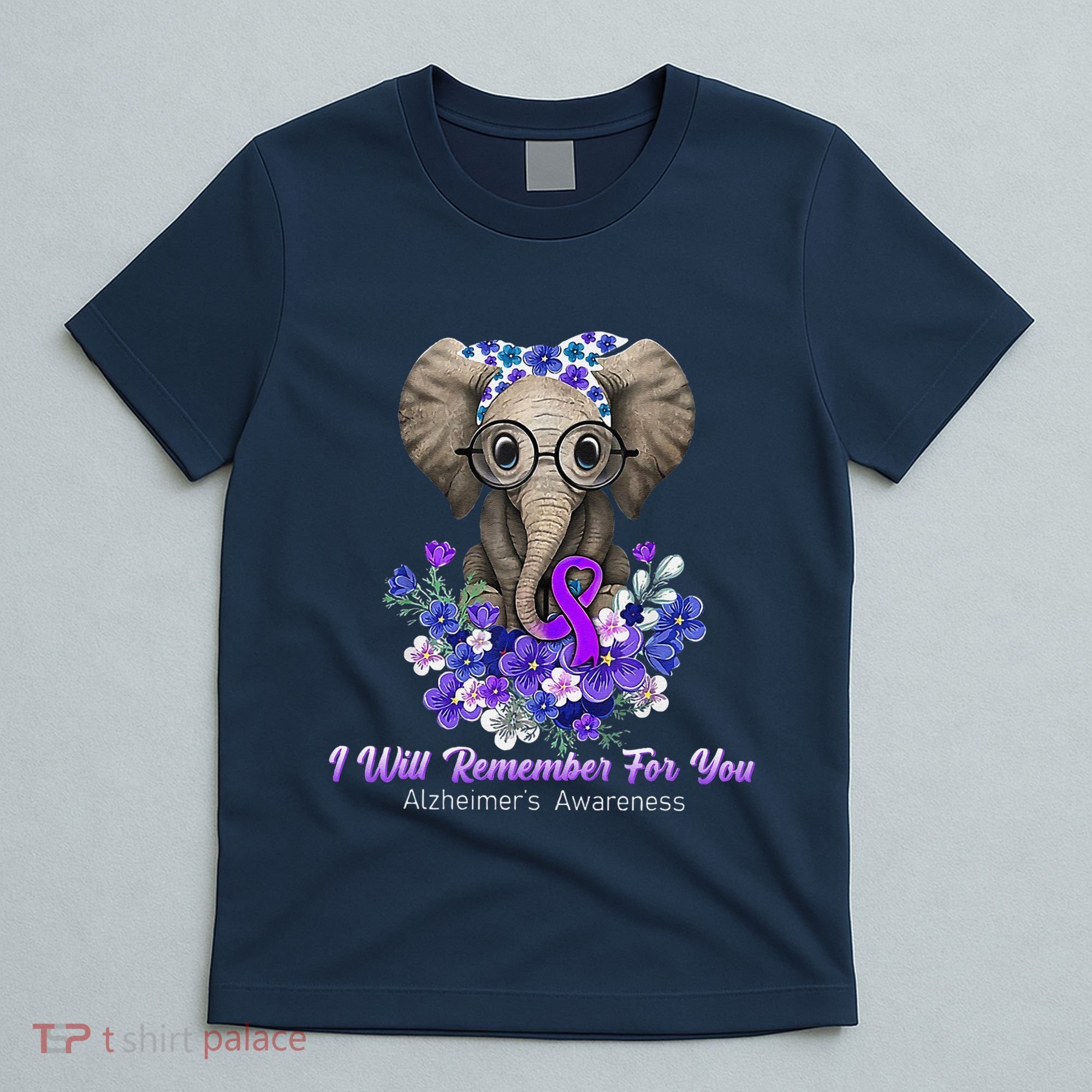 I Will Remember For You Purple Ribbon Alzheimers Awareness T-Shirt