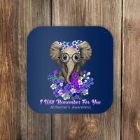 I Will Remember For You Purple Ribbon Alzheimers Awareness Coaster thumb 0