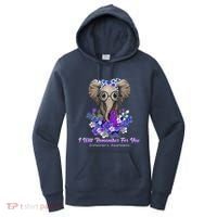 I Will Remember For You Purple Ribbon Alzheimers Awareness Women's Hoodie thumb 0