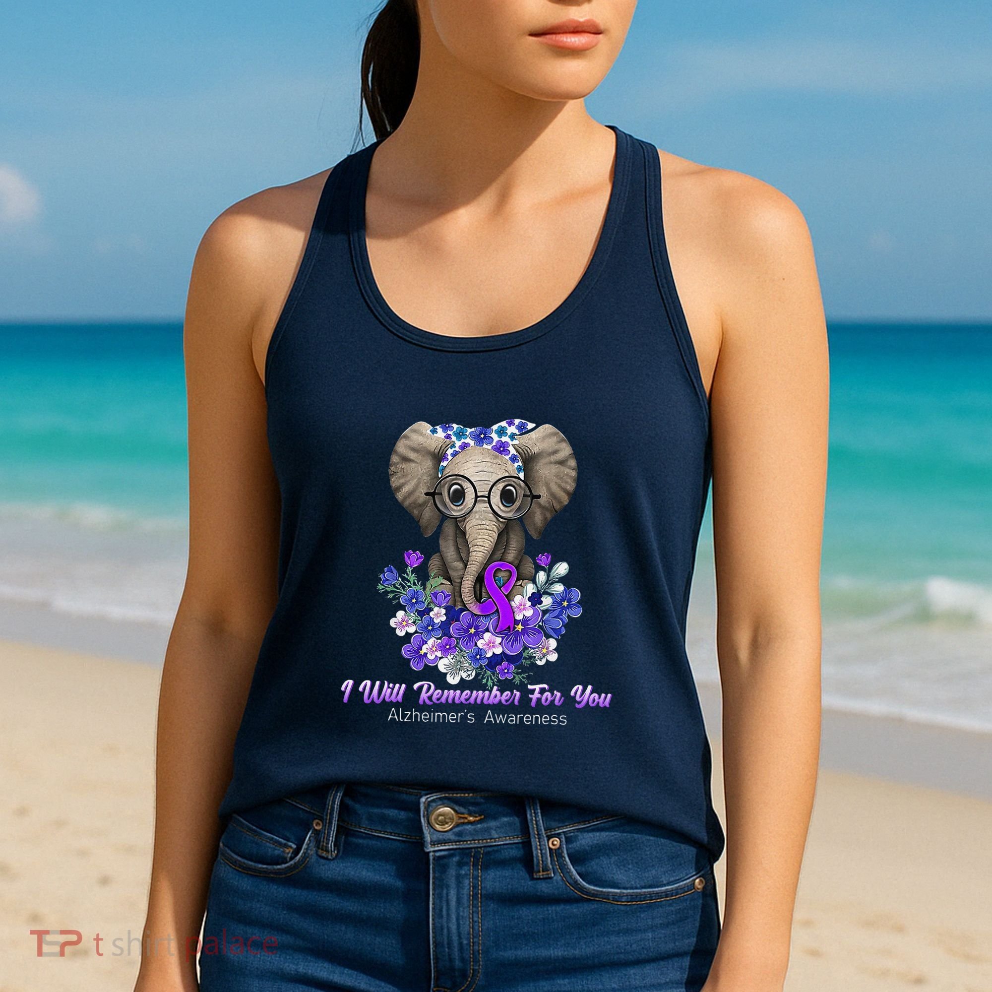 I Will Remember For You Purple Ribbon Alzheimers Awareness Women's Tank Top