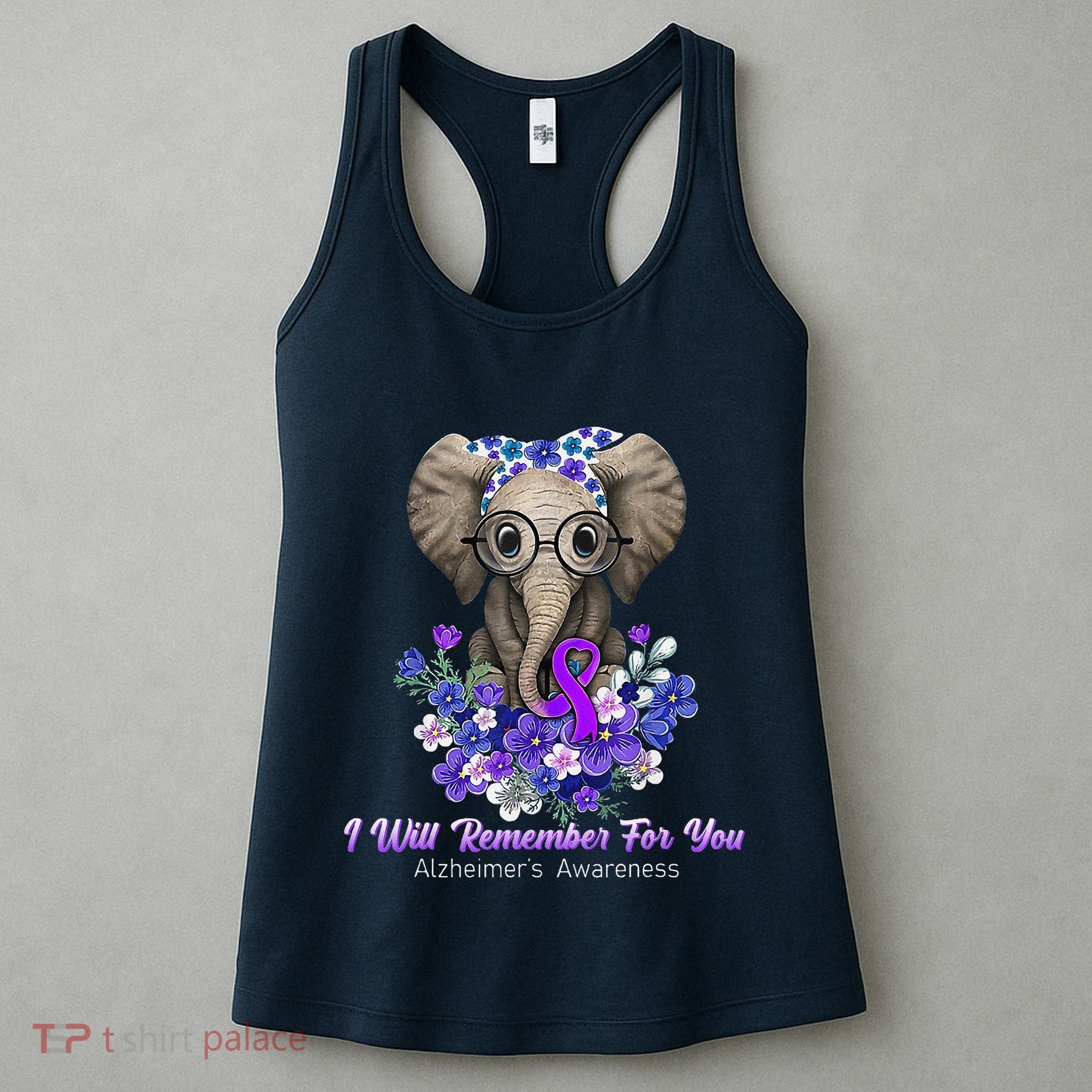 I Will Remember For You Purple Ribbon Alzheimers Awareness Women's Tank Top