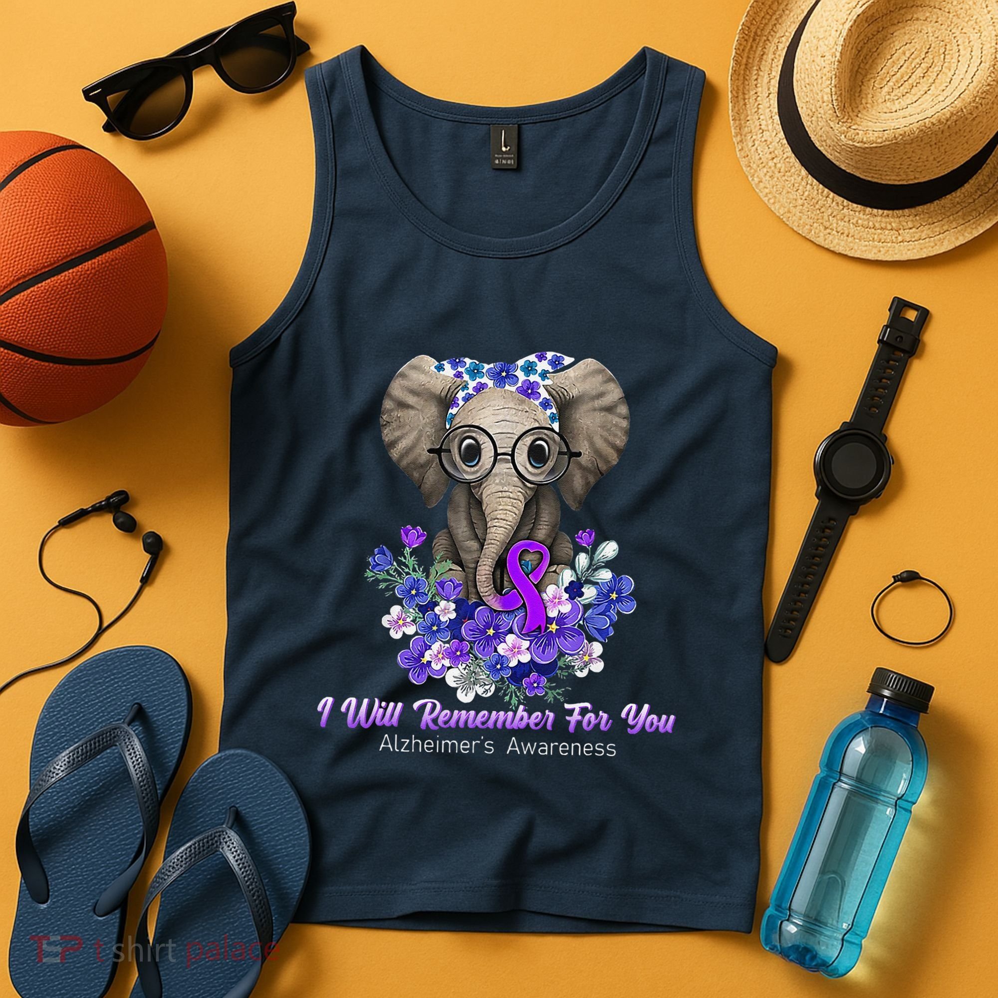 I Will Remember For You Purple Ribbon Alzheimers Awareness Tank Top