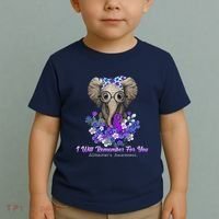 I Will Remember For You Purple Ribbon Alzheimers Awareness Toddler T-Shirt thumb 2