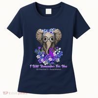 I Will Remember For You Purple Ribbon Alzheimers Awareness Women's T-Shirt thumb 0