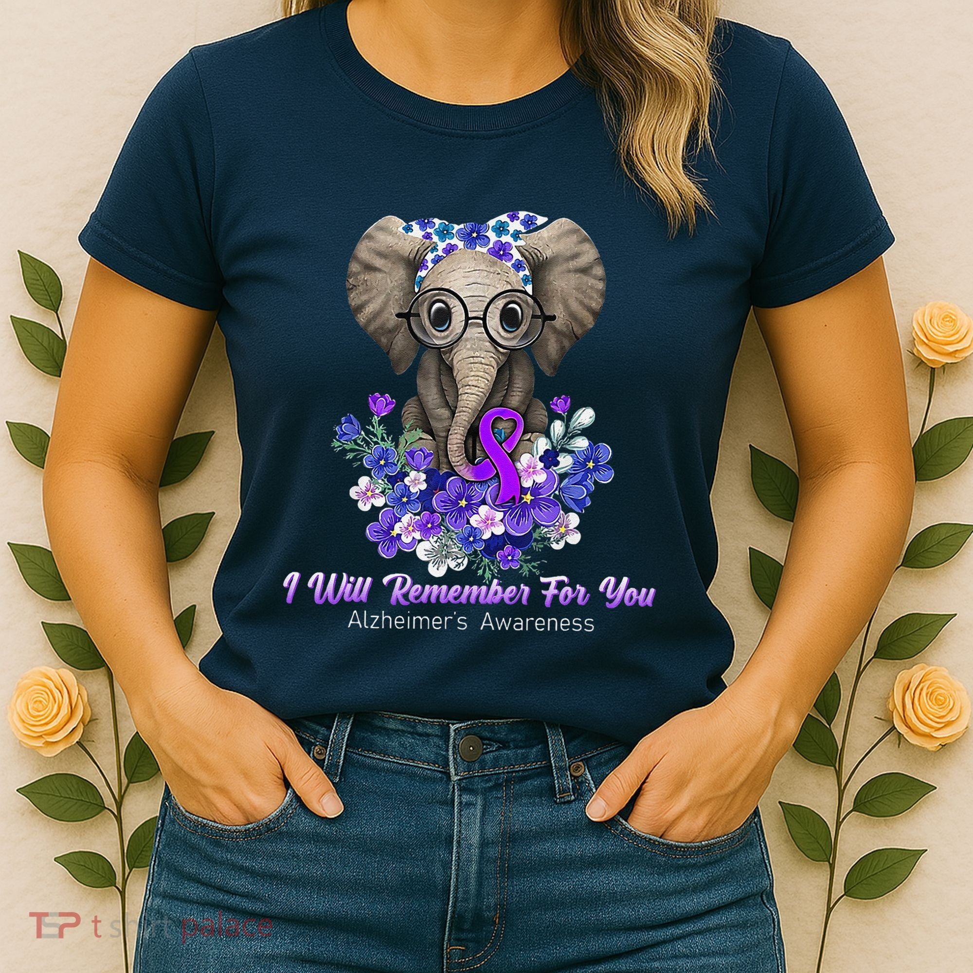 I Will Remember For You Purple Ribbon Alzheimers Awareness Women's T-Shirt