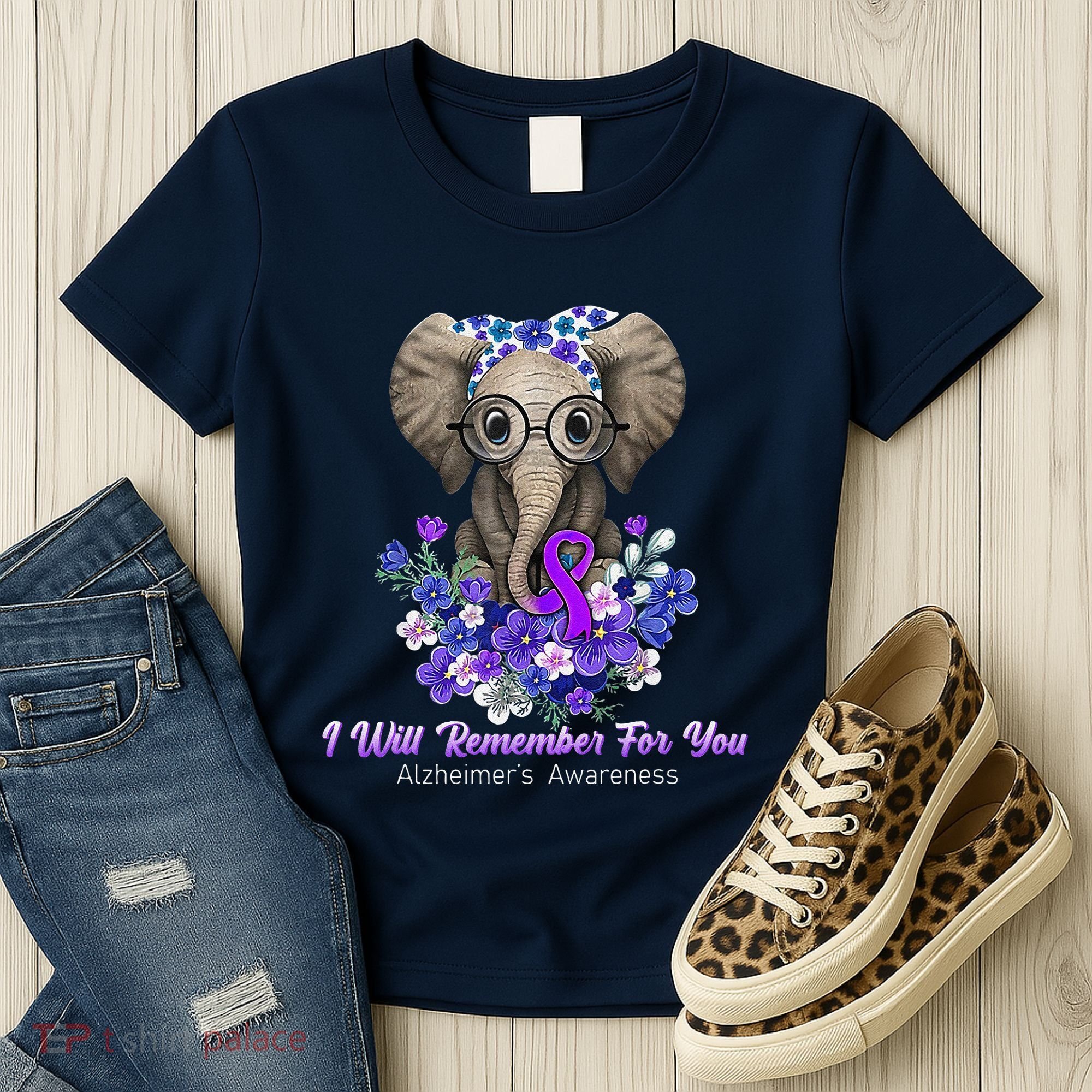 I Will Remember For You Purple Ribbon Alzheimers Awareness Women's T-Shirt