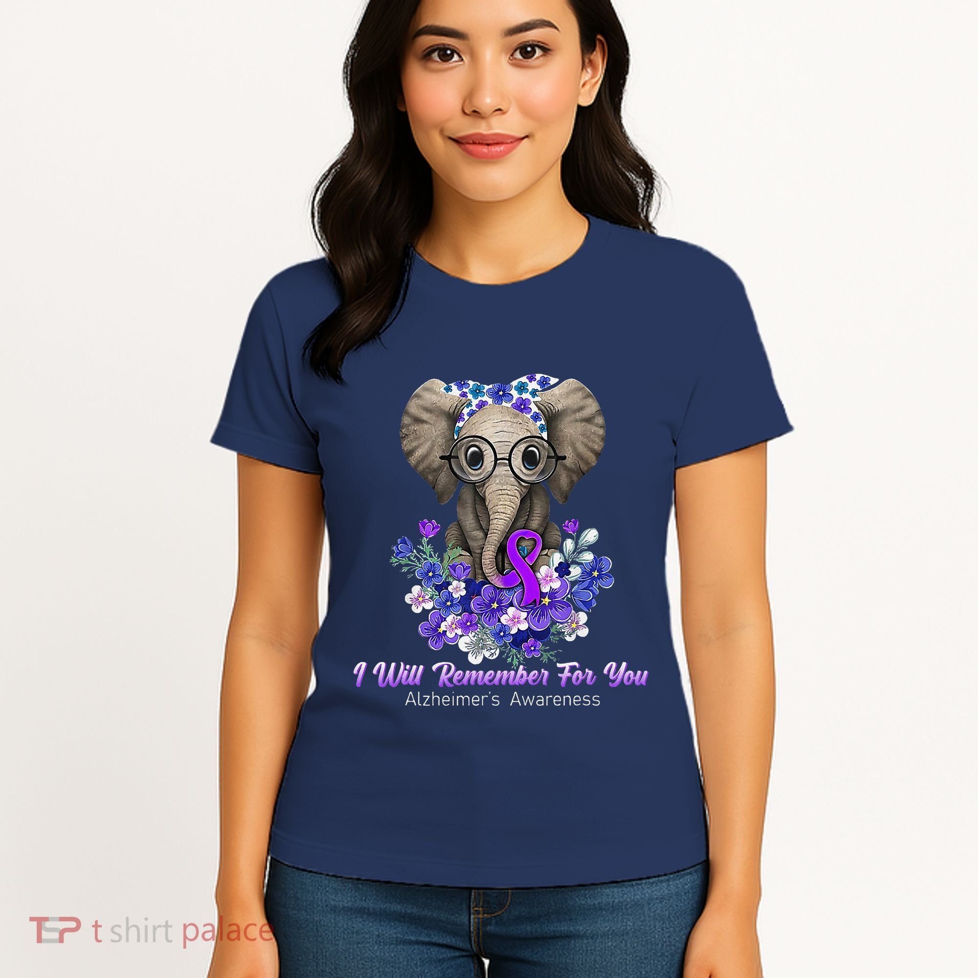 I Will Remember For You Purple Ribbon Alzheimers Awareness Women's T-Shirt