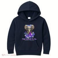 I Will Remember For You Purple Ribbon Alzheimers Awareness Kids Hoodie thumb 0