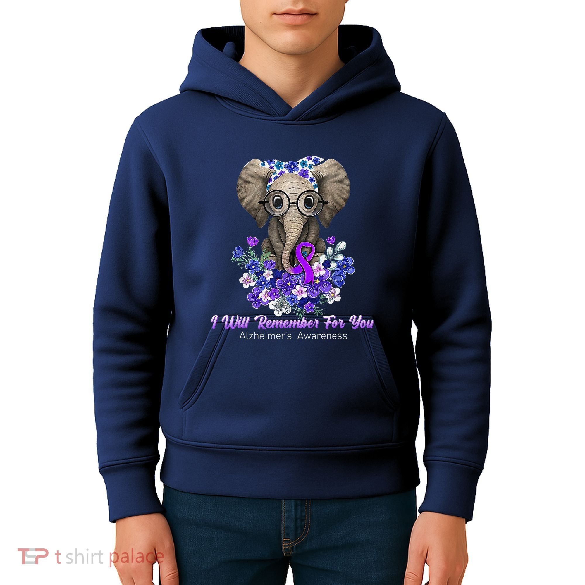 I Will Remember For You Purple Ribbon Alzheimers Awareness Kids Hoodie
