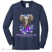 I Will Remember For You Purple Ribbon Alzheimers Awareness Kids Long Sleeve Shirt thumb 0