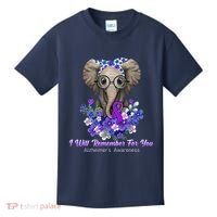 I Will Remember For You Purple Ribbon Alzheimers Awareness Kids T-Shirt thumb 0