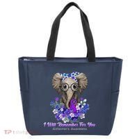 I Will Remember For You Purple Ribbon Alzheimers Awareness Tote Bag thumb 0
