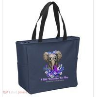 I Will Remember For You Purple Ribbon Alzheimers Awareness Tote Bag thumb 2