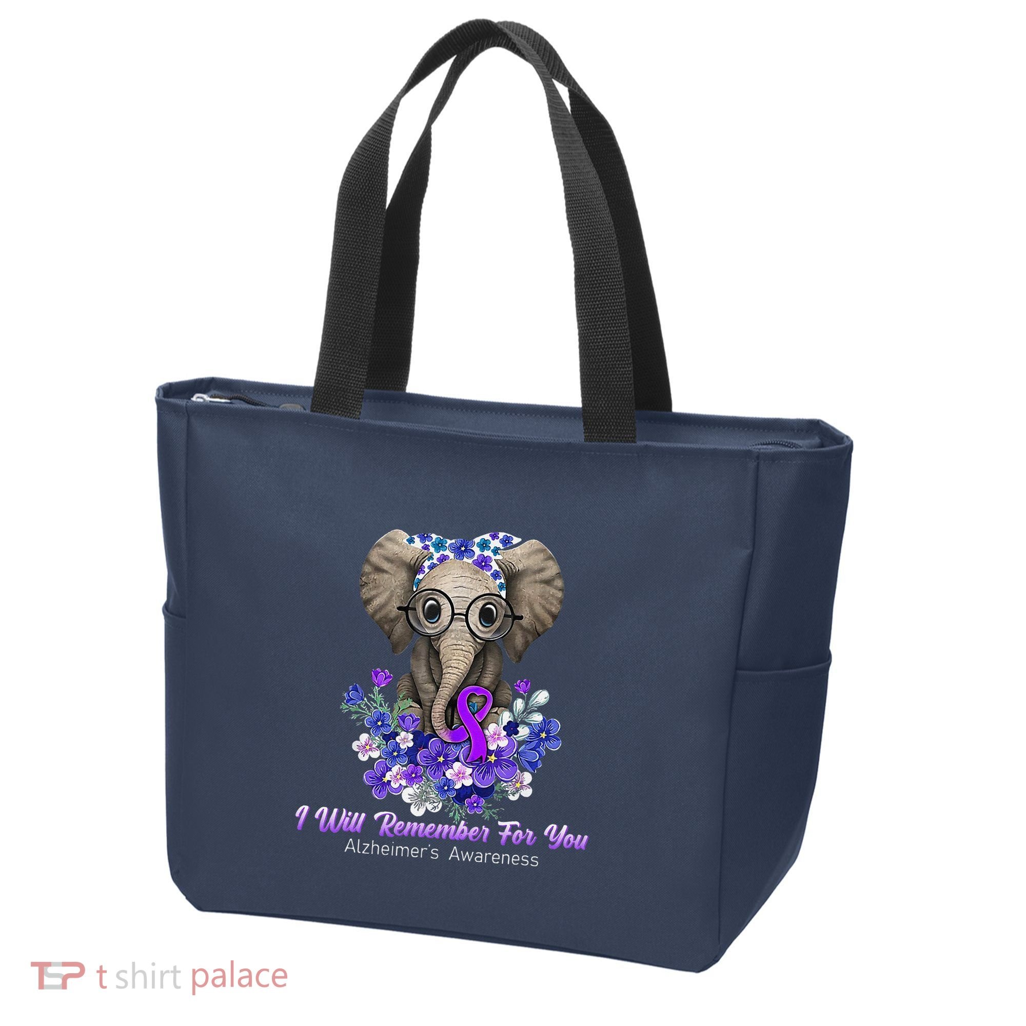 I Will Remember For You Purple Ribbon Alzheimers Awareness Tote Bag