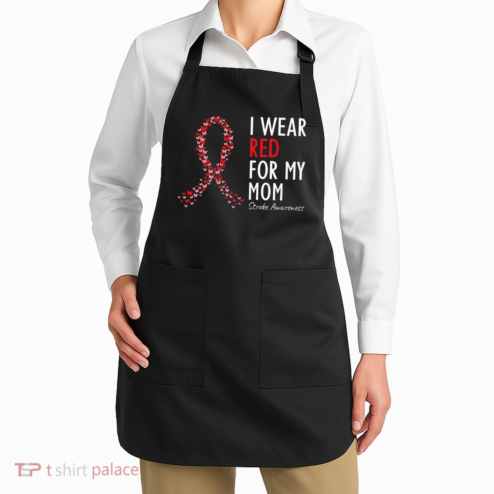 I Wear Red For My Mom Stroke Awareness Survivor Warrior Apron