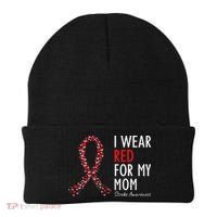 I Wear Red For My Mom Stroke Awareness Survivor Warrior Beanie thumb 0
