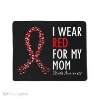 I Wear Red For My Mom Stroke Awareness Survivor Warrior Mousepad thumb 0