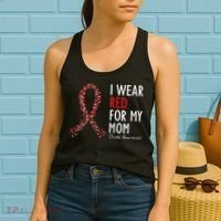 I Wear Red For My Mom Stroke Awareness Survivor Warrior Women's Tank Top thumb 2