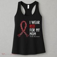 I Wear Red For My Mom Stroke Awareness Survivor Warrior Women's Tank Top thumb 3