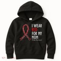 I Wear Red For My Mom Stroke Awareness Survivor Warrior Kids Hoodie thumb 0