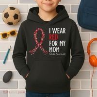 I Wear Red For My Mom Stroke Awareness Survivor Warrior Kids Hoodie thumb 2