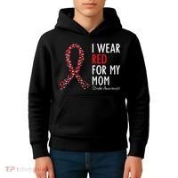 I Wear Red For My Mom Stroke Awareness Survivor Warrior Kids Hoodie thumb 4