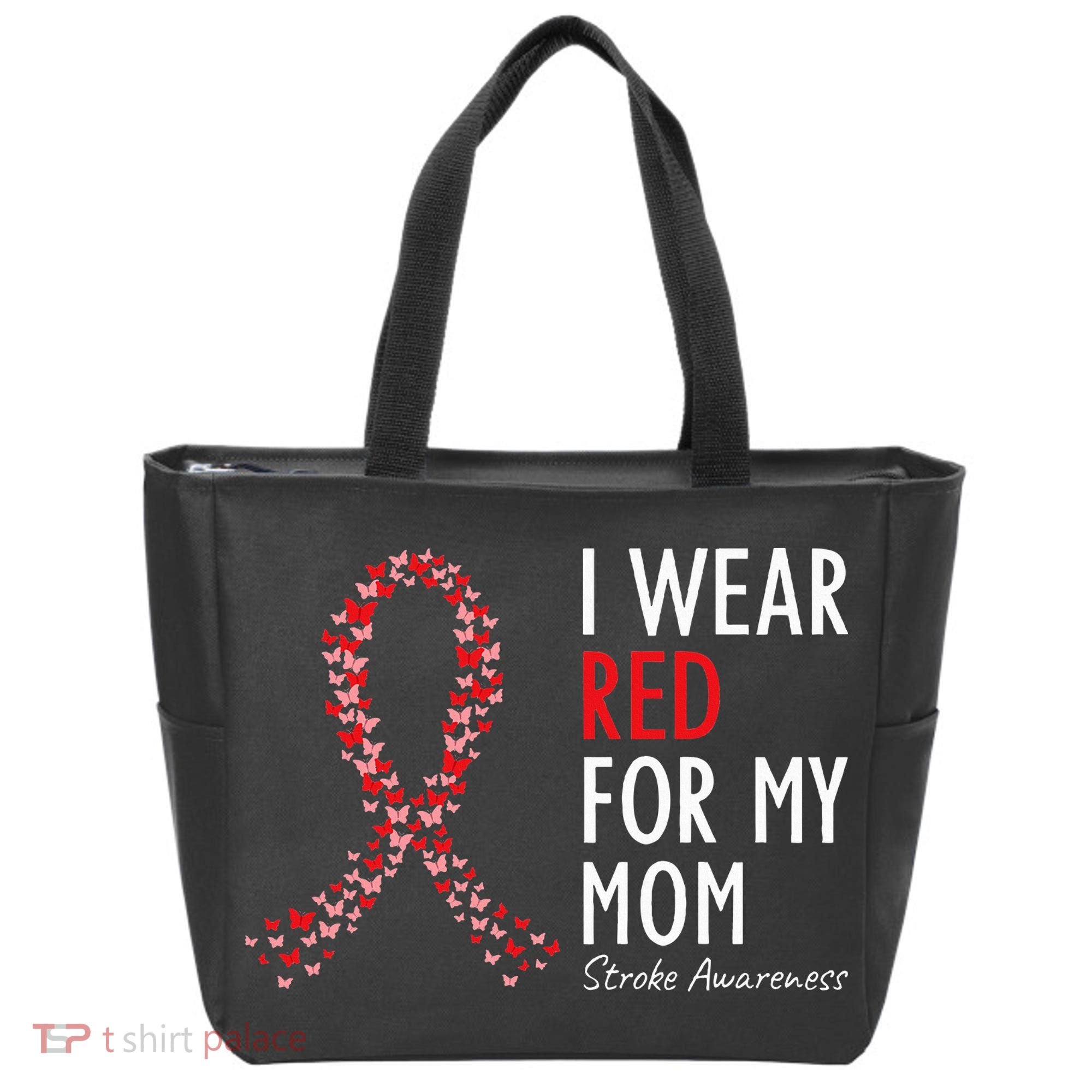 I Wear Red For My Mom Stroke Awareness Survivor Warrior Tote Bag