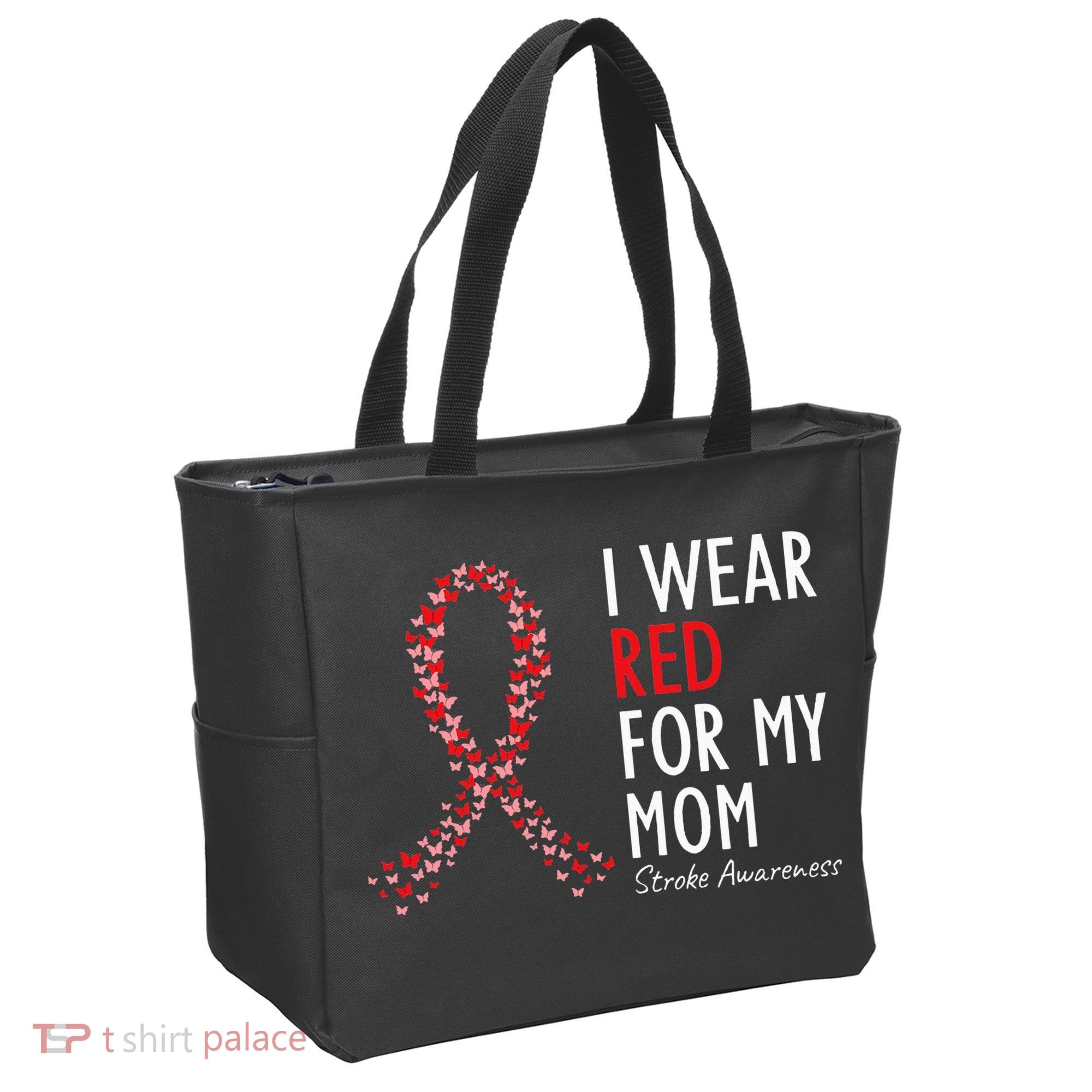 I Wear Red For My Mom Stroke Awareness Survivor Warrior Tote Bag
