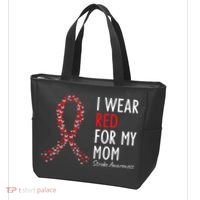 I Wear Red For My Mom Stroke Awareness Survivor Warrior Tote Bag thumb 3