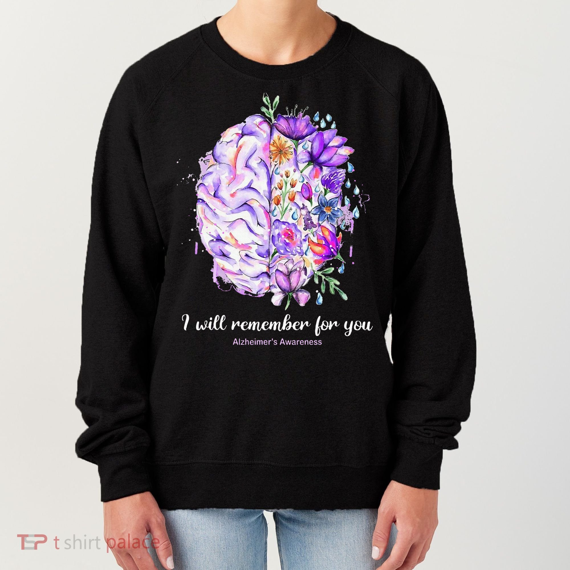 I Will Remember For You Brain Alzheimer's Awareness Women's Sweatshirt