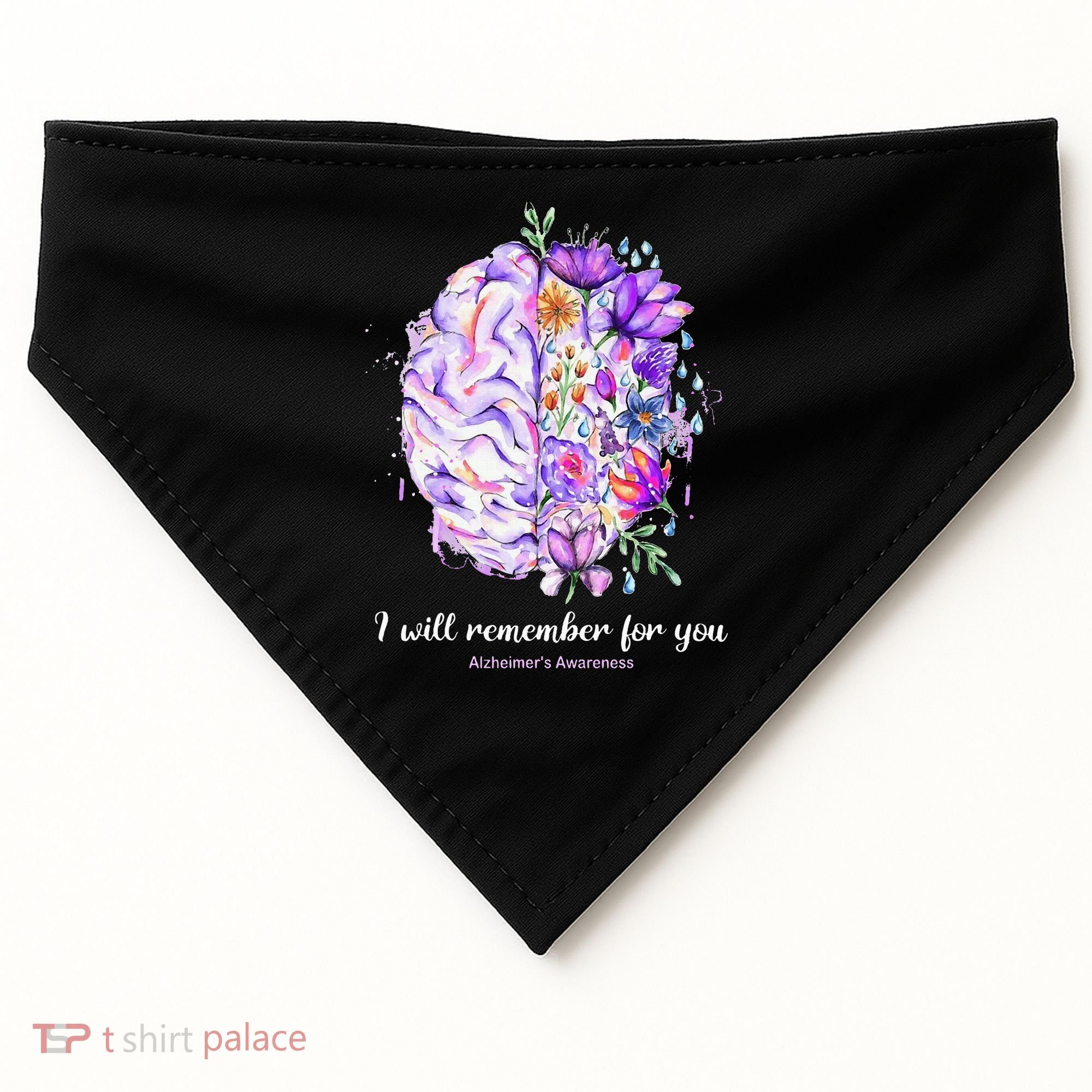 I Will Remember For You Brain Alzheimer's Awareness USA-Made Doggie Bandana