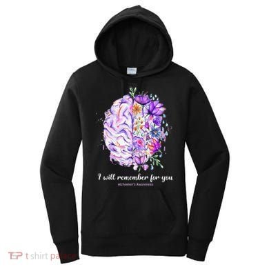 I Will Remember For You Brain Alzheimer's Awareness Women's Hoodie