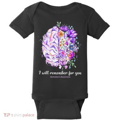 I Will Remember For You Brain Alzheimer's Awareness Baby Bodysuit
