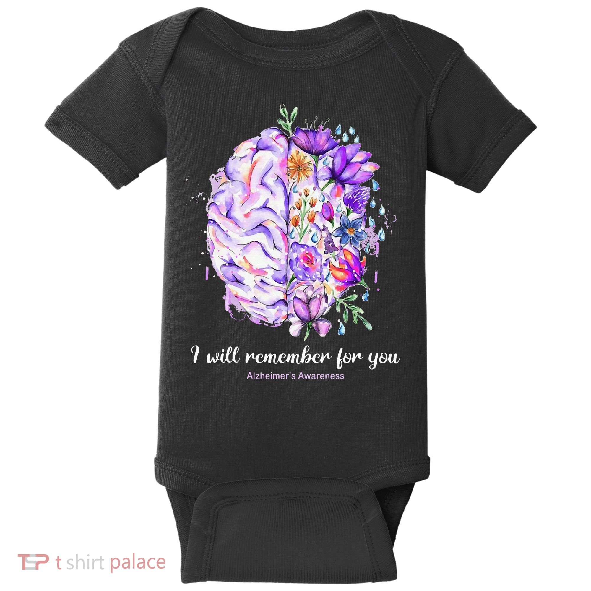I Will Remember For You Brain Alzheimer's Awareness Baby Bodysuit