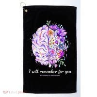 I Will Remember For You Brain Alzheimer's Awareness Golf Towel thumb 0