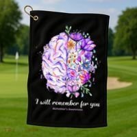 I Will Remember For You Brain Alzheimer's Awareness Golf Towel thumb 1