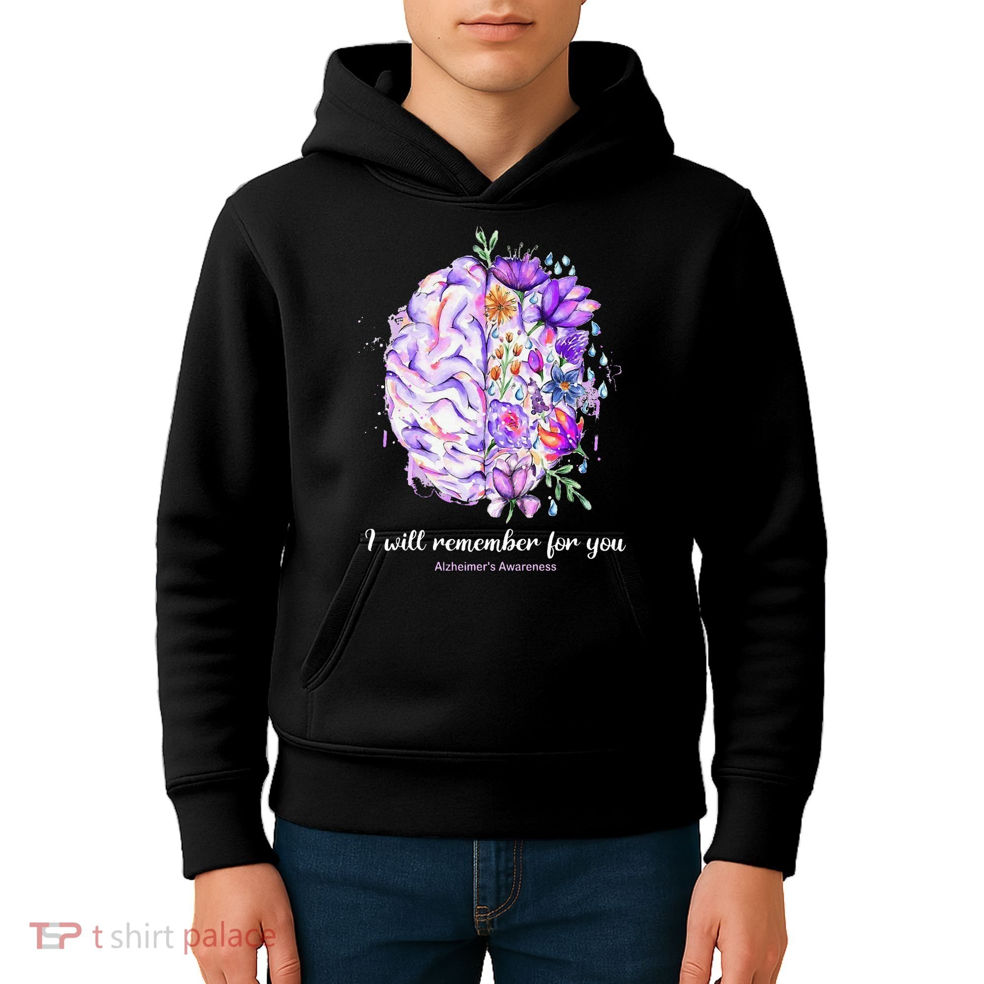 I Will Remember For You Brain Alzheimer's Awareness Kids Hoodie
