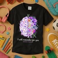 I Will Remember For You Brain Alzheimer's Awareness Kids T-Shirt thumb 3