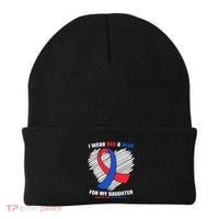I Wear Red And Blue For My Daughter Chd Awareness Gift Beanie thumb 0