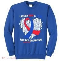 I Wear Red And Blue For My Daughter Chd Awareness Gift Sweatshirt thumb 0