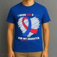 I Wear Red And Blue For My Daughter Chd Awareness Gift T-Shirt thumb 3